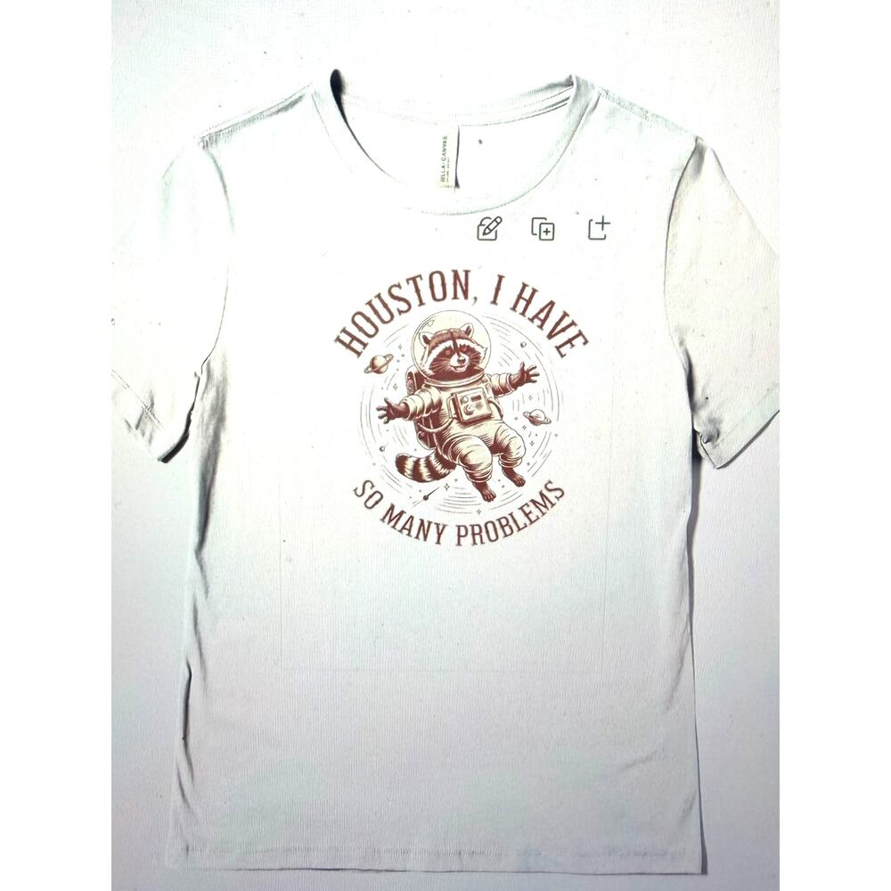 Houston I Have So Many Problems Raccoon Graphic Tee - Light Cream